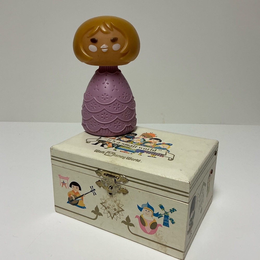 Vintage Disney It’s A Small World Jewelry Box & Avon Bubble Bath Bottle